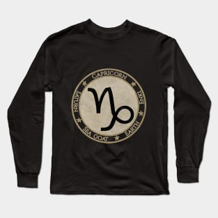 Vintage Capricorn Zodiac Sign Horoscope Astrology Symbol Long Sleeve T-Shirt